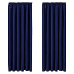 Aspire Homeware Blackout Curtains Pencil Pleat Navy Curtains for Living Room - Super Soft Thermal Insulated Tape Top Bedroom Thermal Curtain with Tie Backs 66x54 inch Drop Two Panels