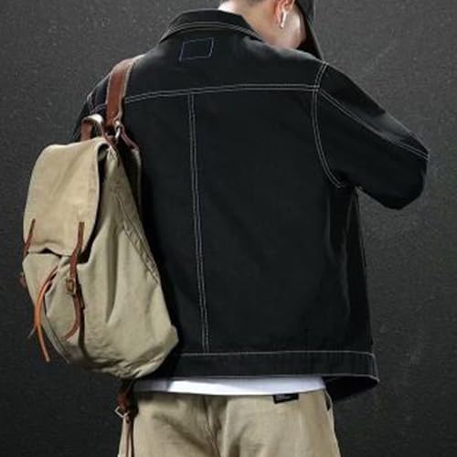 Denim Jacket for Men Plus Size Collarless Long Sleeve Button Down Jean Jacket 2025 Western Outfit4