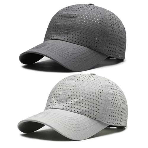 AYPOW 2 Pcs Basecap Herren Damen, Atmungsaktivem Schnelltrocknend MeshBaseball kappen Unisex, Leichte Verstellbar Schildmütze Snapback Caps Sonnenschutz Tennis Laufen Cappy Draußen Sport Sommer