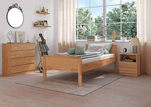 Erst-Holz®Seniorenbett Einzelbett extra hoch 100x200 Buchebett Holzbett Massivholz Natur Rollrost 60.70-10 – Bild 3