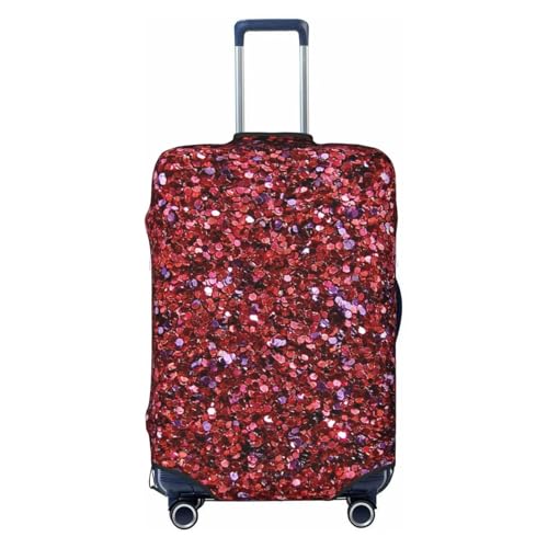 Red Glitter Print Luggage Cover For Suitcase,Washable Elastic Travel Suitcase Protector With Zipper Closure And Bottom Buckle – Fits 18-32