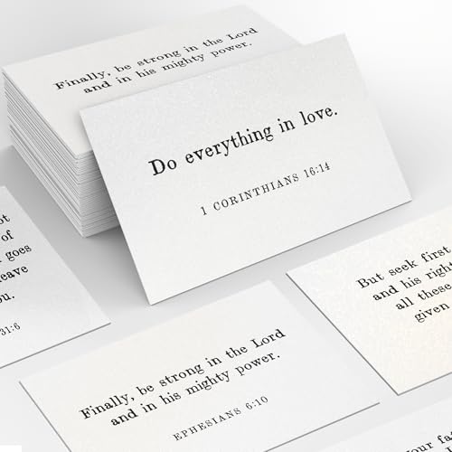 BHTPNG Bible Verse Cards 60 Mini Scripture Cards with Bible Verses on 300GSM Pearl Paper Inspirational Christian Gift Set (Minimalist Black & White) -A02