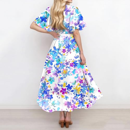 Spring Summer Chiffon Midi Dresses for Women 2025 Elegant Classy Wedding Guest Floral Formal Cocktail Prom Dress