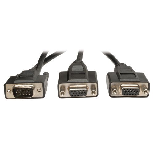 Cable divisor en Y para monitor VGA de alta resolución (HD15 M a 2x HD15 F) de 1 pie (P516-001-HR) 2