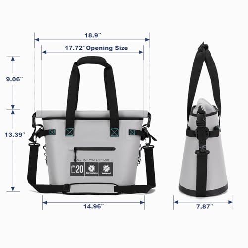 Image of Vogano Soft Cooler Bag - Insulated Leak-Proof Cooler Bag with Roll-Top Waterproof Seal ,Portable Ice Chest for Camping, Beach, Travel, Picnics ,12HR Cold Retention