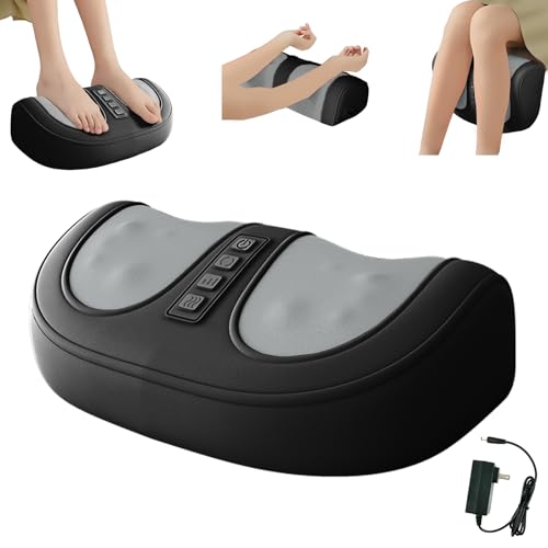 Foot Massager with Heat,with 3 Intensity Levels Shiatsu Kneading,Dual-Frequency Red Light 107.6°F Constant Temperature,Ideal for Feet Pain Relief at Home and Office (Black)