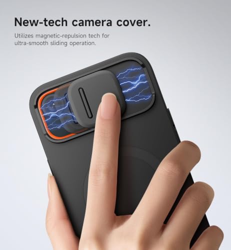 Image of SURITCH for iPhone 14 Plus /15 Plus Case with Magnetic Camera Slide Cover and Adjustable Kickstand, Compatible with MagSafe, Shockproof Bumper Case Slim Protective Cover 6.7 Inch, Black