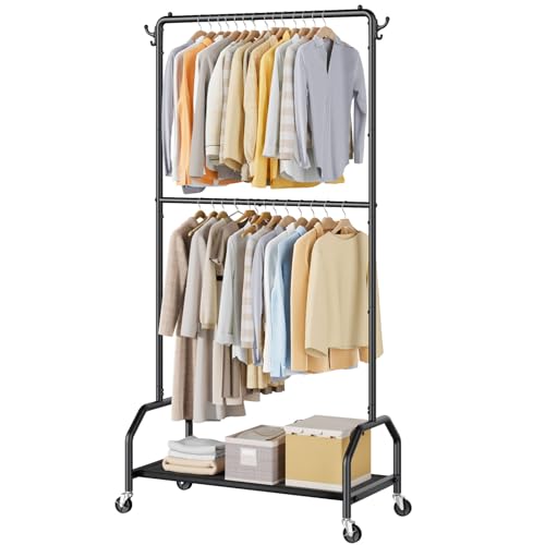 Wiracks Clothes Rack Double Hanging Clothes Rack Clothing Rack Garment Rack 130LBS Capacity 34.5' W...
