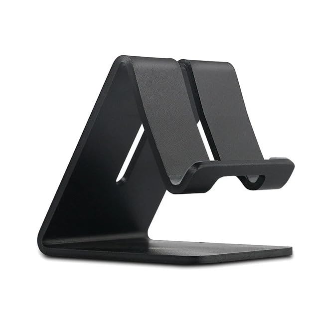 J'TTON Aluminium Desktop Stand Holder for Mobile Phone and Tablet (Up to 10.1 inch) Cell Phone Stand Tablet Stand (Black)