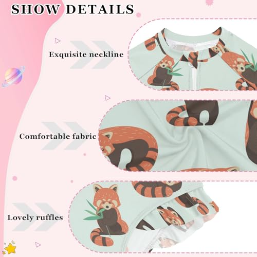 Aflyko Girls' Rash Guard Swimsuit Cute Red Panda One-Piece Swimwear UPF 50+4