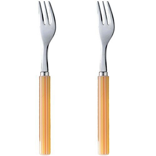 Nagao Striped Cake Fork, Orange, Set of 2, Made in Japan