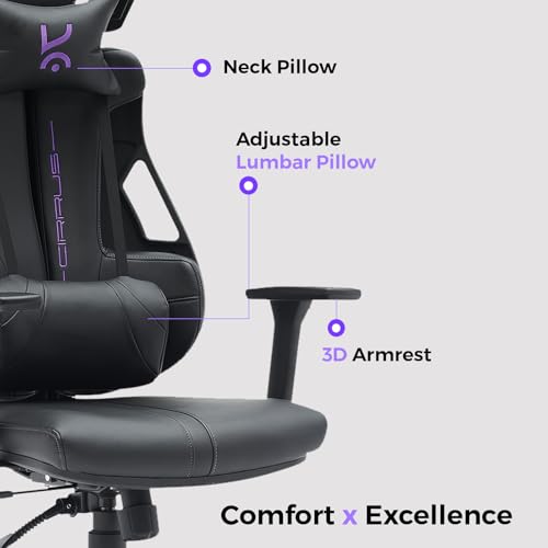 Kreo Cirrus Gaming Chair Ergonomic Design Premium Fabric & PU Leather with Adjustable Neck & Lumbar Support, 3D Armrests, and Durable Metal Base... - Image 4