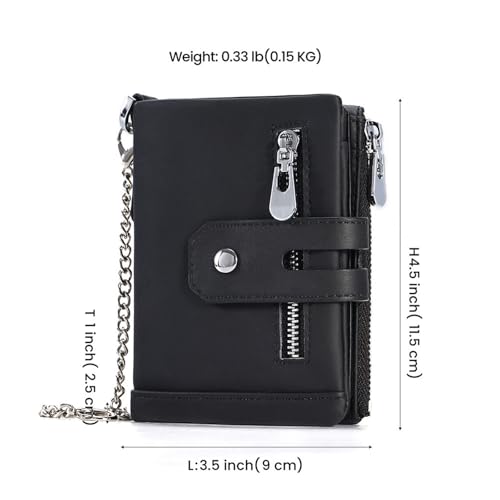 Wallet Vertical Multifunctional Coin Purse with Chain, Multiple Card Slots, Retro and Large Capacity(Green)2