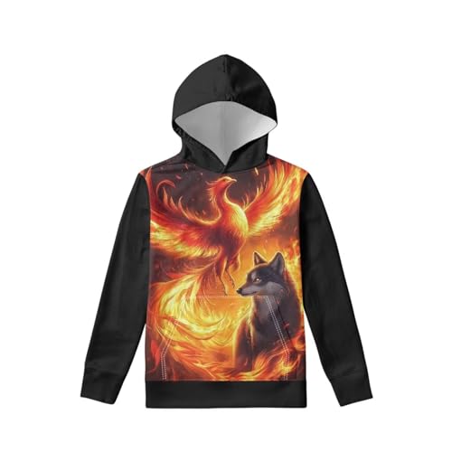 Image of WELLFLYHOM Boys Hooded Sweatshirts Hoodie Pullover Cool Graphic Crewneck Blouses Size 6-16