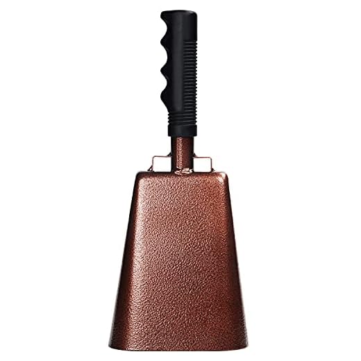 BELLE VOUS Cencerro Percusion de Acero con Asa – 27,5 cm - Cencerro Mano Percusión Alto Instrumento Hacer Ruido - Campana Metal Musical para Llamar y Alentar en Eventos Deportivos y Juegos de Futbol