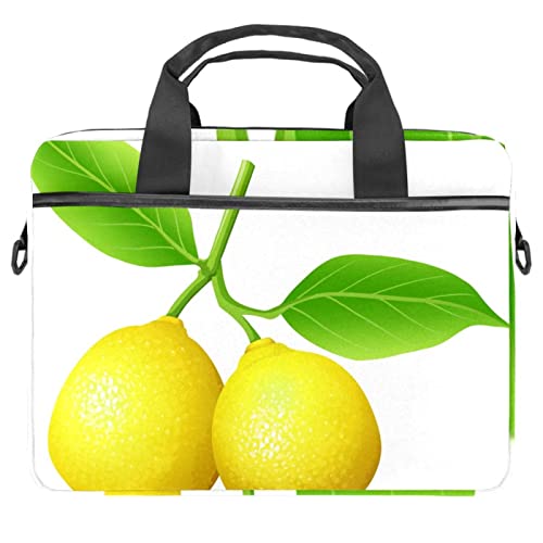 Sac à bandoulière pour ordinateur 13-14.5 pouces à motif carlin blanc et citron