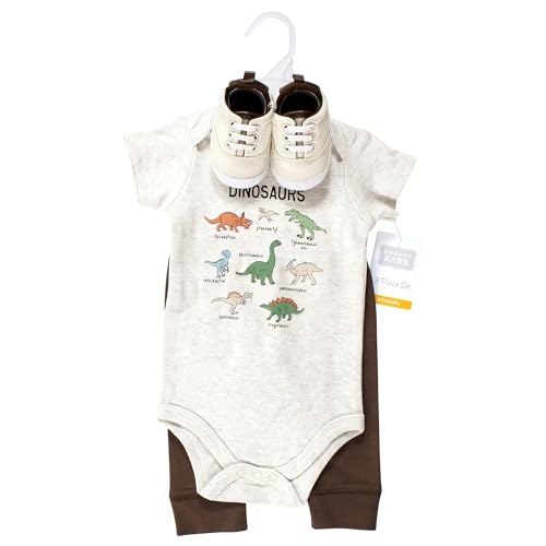 Image of Hudson Baby Unisex Baby Cotton Bodysuit, Pant and Shoe Set