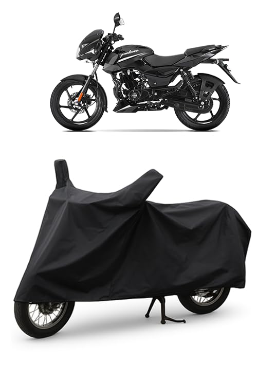 Image of DAXO Waterproof Bike Cover for Bajaj Pulsar 125 | All Weather Protection from Rain, Dust, UV Rays & Scratches with Mirror Pockets & Buckle Belt | Pulsar 125 Bike Cover