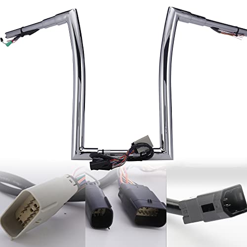 Tigersgate Prewired 16" Rise 1.5" Fat Ape Hangers Handlebars For 2008-2013 Harley Road King & Road King Classic & Road Glide（Chrome） #TOP7