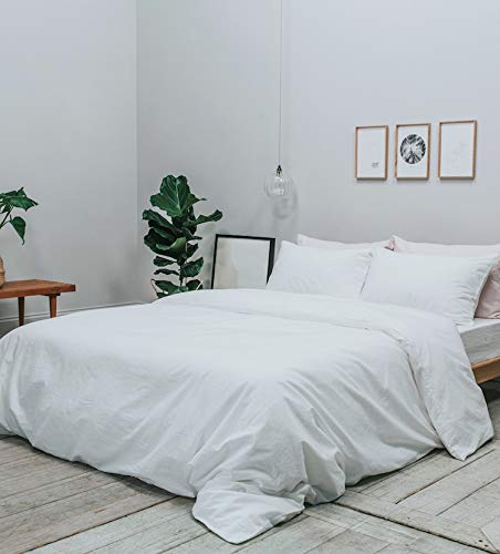 Parure de lit de luxe Bedfolk 100% percale lavée coton Snow Super King