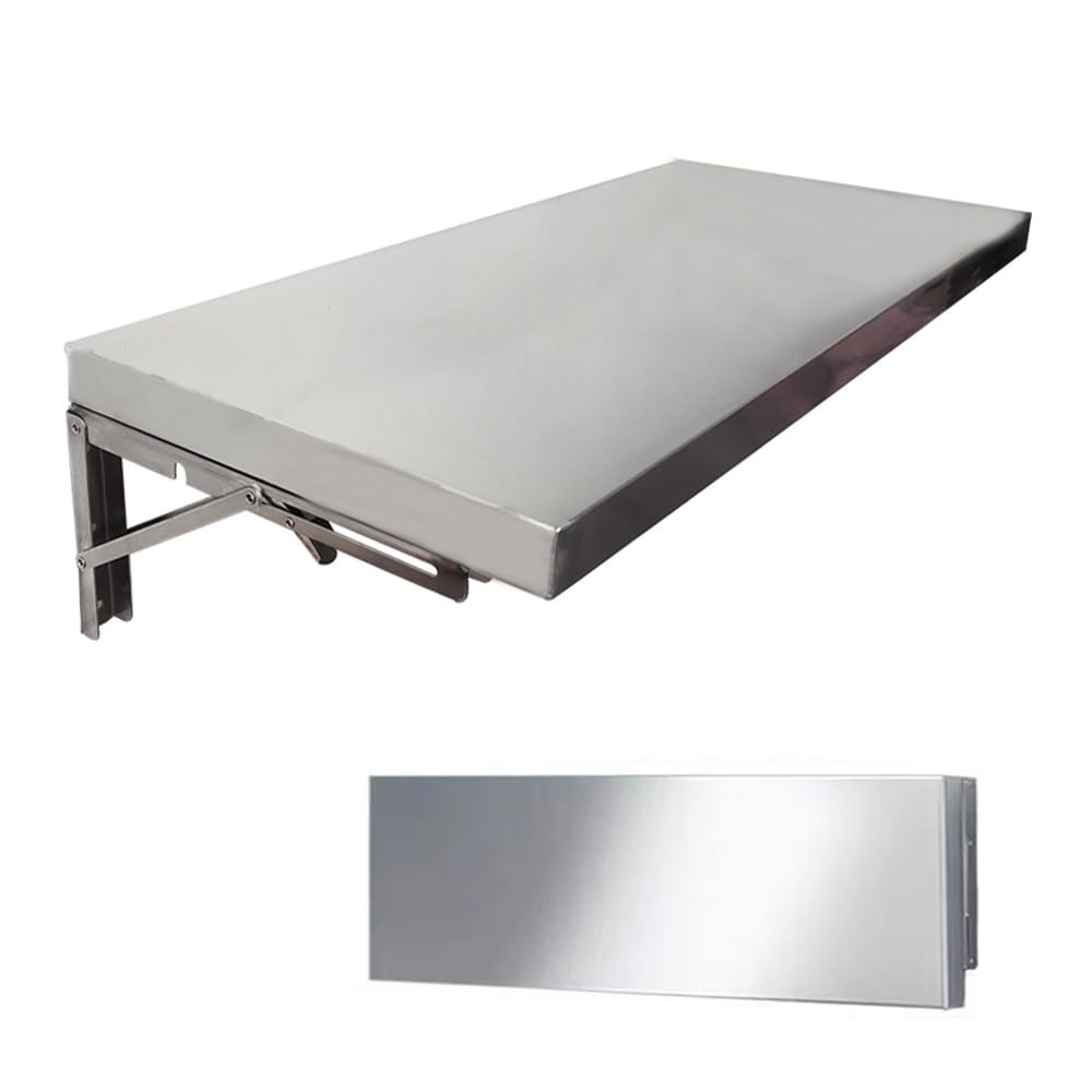 Wall Mounted Folding Table Stainless Steel, Laundry Table For Folding Clothes, Fold Down Desk Shelf, Floating Wall Desk For Small Spaces/Bar/Kitchen(100x30cm/39x12in)