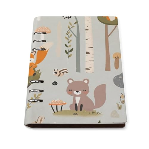 Carnet en cuir A5 rechargeable motif renard mignon pour des notes d'affaires soignées