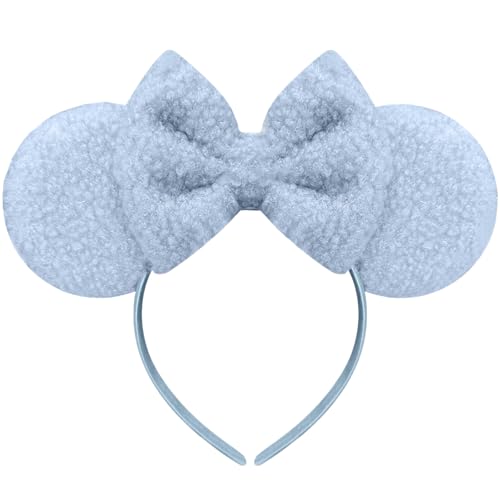 Trnerm Blue Mouse Ears Headband for Women Soft Plush Ears