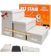 Dog Stairs with Storage 17.1"H, Dog Steps for High Beds, Folding Pet Stairs Gift for Small Medium...