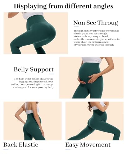 Happy. angel Women’s Maternity Leggings Over The Belly, Soft Stretchy Pregnancy Pants for Active Workout Yoga Wearing