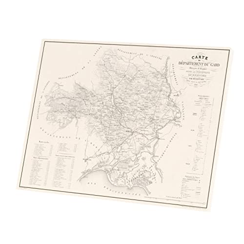 Carte Ancienne Gard Nîmes Toile Imprimée Tableau Décoratif 80x60 cm