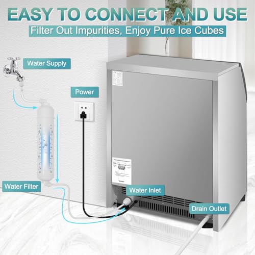 Image of Commercial Ice Maker 260Lbs /24H, Undercounter Ice Maker Machine with 55 Lbs Storage Ice Bin, Built-in Freestanding Stainless Steel Commercial Ice Machine for Shop,Bar, Restaurant, Cafe, Hotel