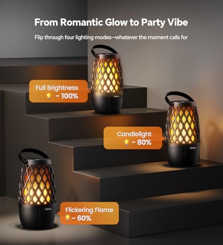 Image of Outdoor Speakers Gifts for Men Bluetooth Speaker with Lights Multi-Sync up to 100 Speakers Auto-Pairing HD Stereo Sound Cool Stuff House Warming Gifts IPX5 Waterproof Lantern for Camp|Patio|Pool|Yard