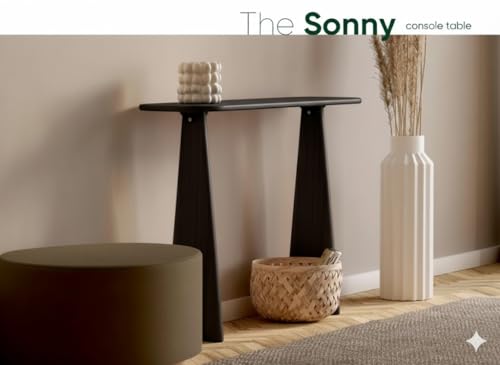 Image of Furniture Modern Solid Wood Console Table with Rounded Edges, Natural Finish, Minimalist Scandinavian Style Entryway Furniture Set for (Style 2, Walnut, 80x30x70)