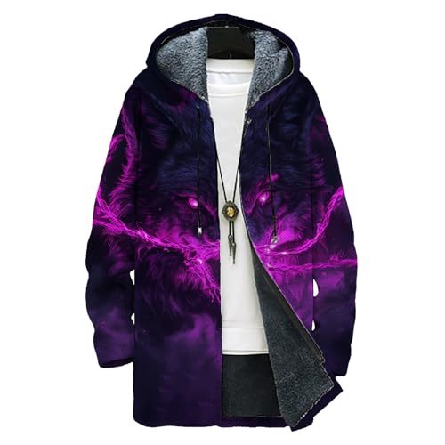 domirica Mens Long Hooded Cardigan Full Zip Up Japanese Purple