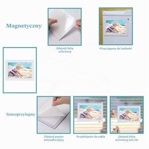 RLAVBL 12 białych ramek magnetycznych 10 x 15 cm z samoprzylepnym tyłem