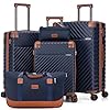 Juego de maletas de 5 piezas con ruedas, juego de maletas de ABS rígido, equipaje con bloqueo TSA ruedas giratorias equipaje de viaje duradero, Azul oscuro, Abs Juego De Equipaje Duro Con Tsa Lock