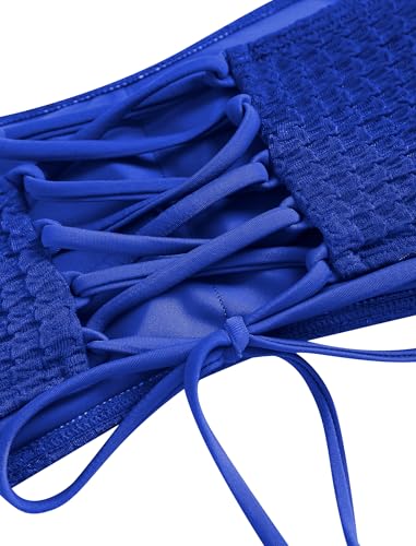 Image of ZAFUL Women's High Cut Bandeau Bikini Set Strapless Solid Color 2 Pieces Bathing Suit Swimsuit