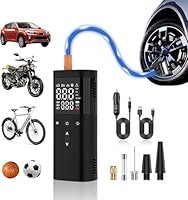 Elektrische Luftpumpe Fahrrad, Luftpumpe 150PSI Elektrischer Kompressor mit LED-Licht, Wiederaufladbare Reifenpumpe für Auto,Fahrrad, e-Bike, Bälle,Motorrad