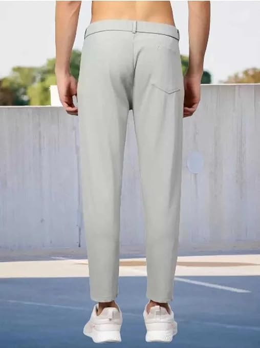 Image of Men's Slim Fit Casual Trousers Combo Pack of 2 | Stretchable Formal Pants for Men | Mid Rise Smart Office & Casual Wear Ankle Length Trouser