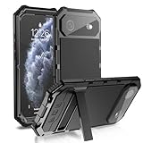 Lunivop Compatibility with iPhone Air Case 6.5'' 2025 Heavy Duty with Built in Screen Protector Lens Protection Rugged Stand 360 Full Body Military Grade Metal Bumper Phone Cases Men 17 Air Black