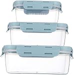 Food Storage with Airtight Lids - Meal and Lunch Containers - Stackable Microwave Safe (Blue)