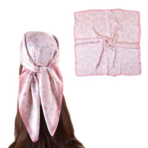 Head Scarf for Women Like Silk Scarf Hair Scarf Printed Square Scarf Bandanas for Sleeping 27 Inches