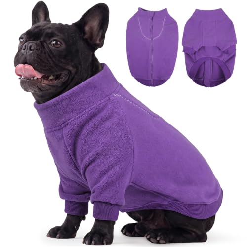 Image of BRKURLEG Dog Sweater, Warm Fleece Dog Winter Coat, Purple, XS