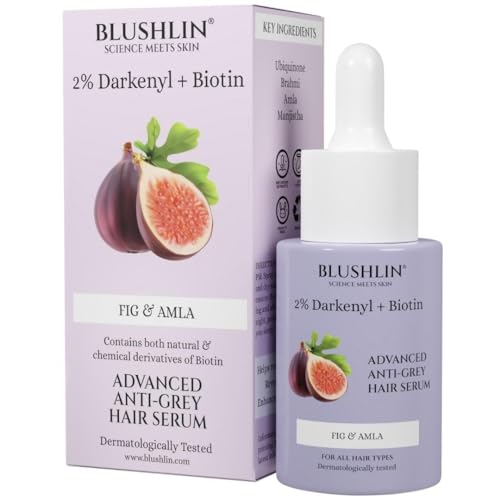 Image of Anti Grey Hair Serum with 2% Darkenyl | Hair Growth Actives with Biotin, Bhringraj, Henna & Amino Acid Complex | Strengthens Roots & Adds Shine | Toxin Free | All Hair Types 30ml