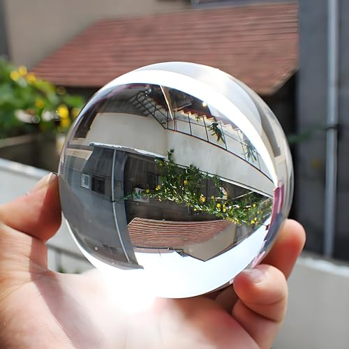 vskikris 60mm Clear K9 Crystal Ball with Stand Decorative Crystal Glass Sphere Photography Lensball Prop for Magical Shots Optical Glass Sphere for Meditation Divination