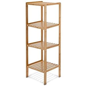Relaxdays Badkamerrek bamboe, staand rek badkamer & keuken, bamboerek met 4 open planken, h x b x d 110 x 34 x 33 cm…