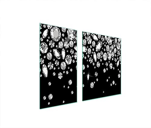 DarHaus Placa protectora de vitrocerámica 90 x 52 cm 2 piezas cocina eléctrica universal para inducción protección contra salpicaduras tabla de cortar de vidrio templado, DIAMANTES