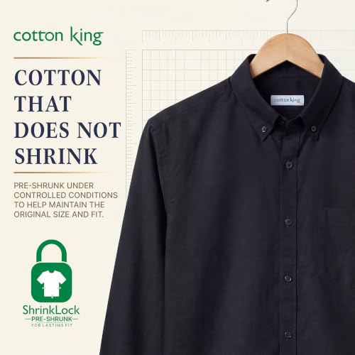 Image of Cotton King Mens Shirts | 100% Cotton Long Sleeve Shirts for Men | Button Down Shirt Men | Oxford Mens Dress Shirt