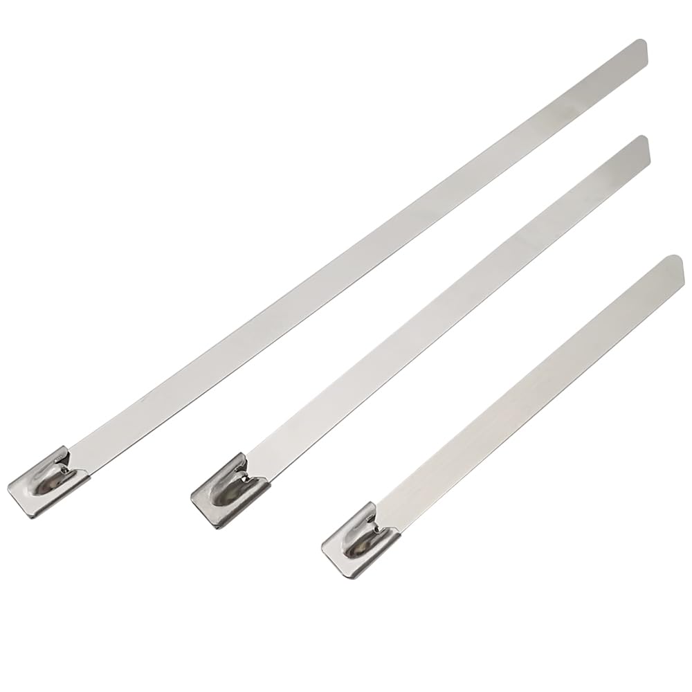 Fascette Fascette fermacavo in acciaio inossidabile da 100 pezzi Larghezza 7,9 mm Fascette con chiusura a filo multiuso in metallo Cinghie con coulisse for interni ed esterni Fascette Cavi(7.9x200mm)