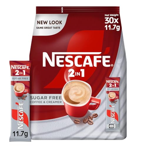 Image of Nescafe Sugar-Free 2 In 1 Coffee Pouch, 30 Sticks, 351 Gm | Nescafe Instant Coffee Premix | Sugar Free 2 in 1 Coffee Sachets | (30 x 11.7g)